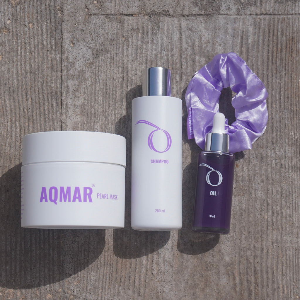 RUTINA COMPLETA AQMAR - Champú de cebolla + Aceite de Jojoba + Mascarilla nutritiva con perlas de vitamina E